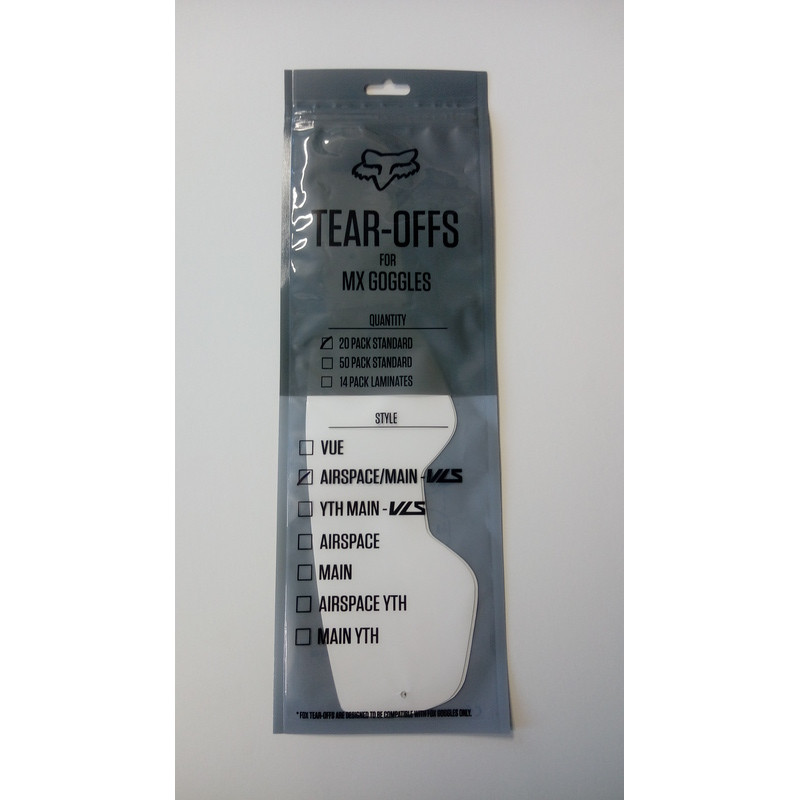 FOX Zrywki do Gogli Fox Airspace/Main II 20Pk Clear (MX 20)