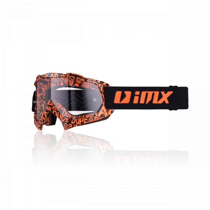 Gogle iMX Racing Mud Graphic Orange/Black z Szybą Clear (1 szyba w zestawie)