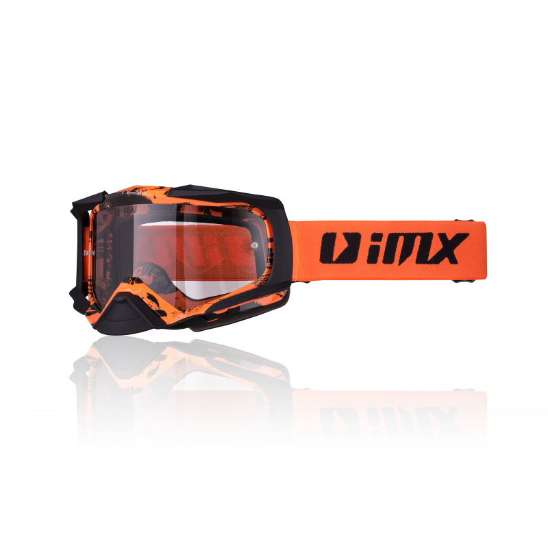 Gogle iMX Racing Dust Graphic Orange/Black Matt z Szybą Dark Smoke + Clear (2 szyby w zestawie)