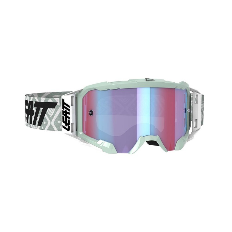 Leatt gogle Velocity 5.5 Goggle Iriz goggle White Lens Blue UC 28% - kolor biały/czarny/miętowy szyba Lustrzana Niebiesko/Różowa